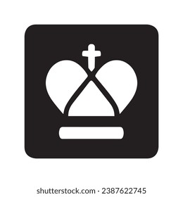 Crown icon vector. Royal logo design. King crown vector icon illustration in square isolated on white background