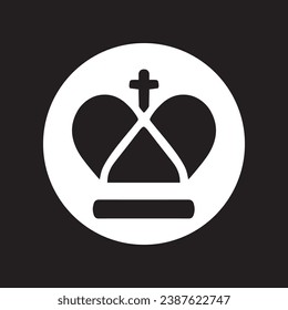 Crown icon vector. Royal logo design. King crown vector icon illustration in circle isolated on black background