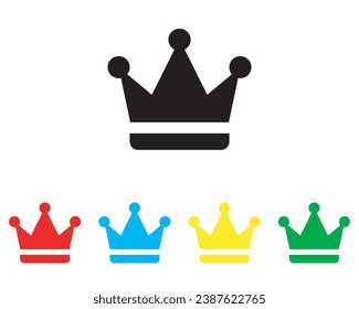 Vector de icono de la corona. Símbolo de símbolo real en estilo plano de moda. Establecer elementos en iconos de color. Ilustración del icono del vector de la corona King aislada en fondo blanco