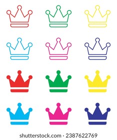 Crown icon vector. Royal icon sign symbol in trendy flat style. Set elements in colored icons. King crown vector icon illustration isolated on white background