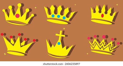 Crown icon vector set. Crowns simple icons design symbol of jewelry, luxury, deluxe, fashion and authority. Crown vectors stock illustration