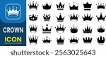 Crown icon, vector set, Crown silhouette, symbol set, King, Princess crowns. black crown symbol collection. Ranking crown, rank icon set, victory, champion variation illustration. 