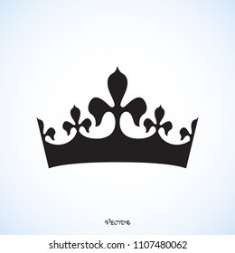 Crown Icon, Vector, Sign, App, Art, Logo, Web, stock, black flat style