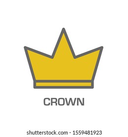Crown icon. Vector sign on white. Gold icon
