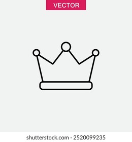 Crown icon vetor, ilustração simples plana linear preto para web e app..eps
