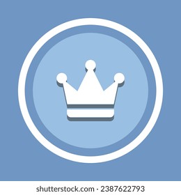 Vector de icono de la corona. Vector de iconos de la corona en estilo plano de moda. Imagen de icono real, ilustración de icono de la corona Rey aislada en fondo azul