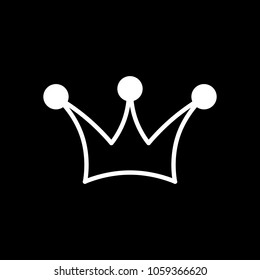 Crown icon. White icon on black background. Inversion