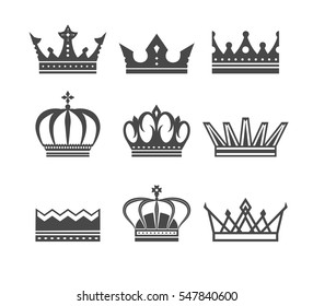 Similar Images, Stock Photos & Vectors of Black crown icons set on