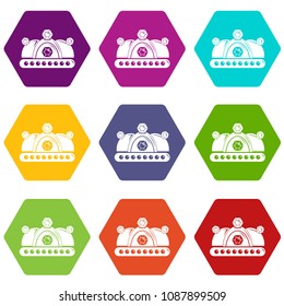 Crown icons 9 set coloful isolated on white for web