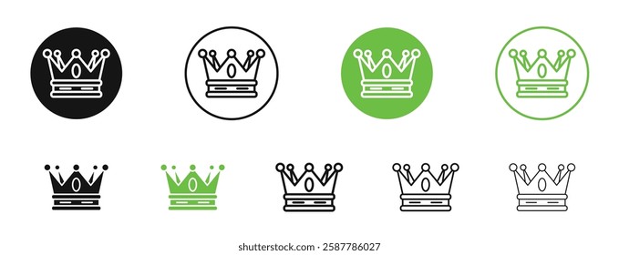 Crown icons in black and green colors collection