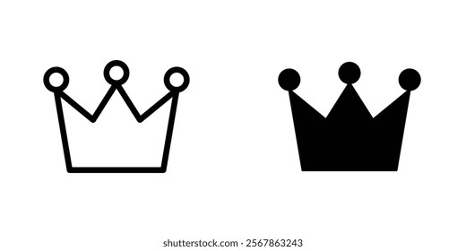 Crown icons collection in Filled flat and thin line style.