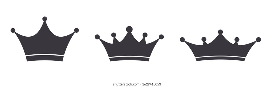 Crown icons collection. Royal, luxury symbols. King, queen, princess crown set. Premium awards. Royal, deluxe symbols. Queen signs. Vector illustration