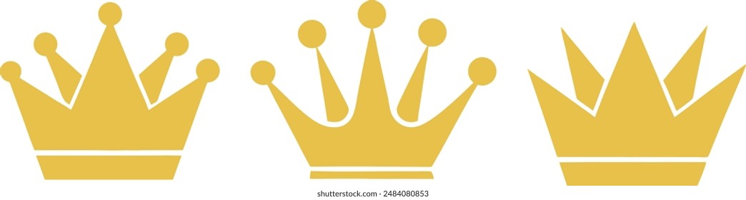 Crown icons collection vector, royal crown icon set design.