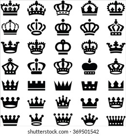 Crown icons collection - vector silhouette