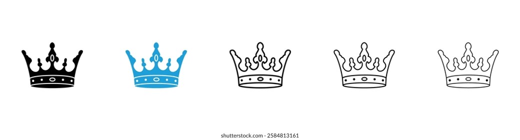Crown icons collection vectors in black and blue