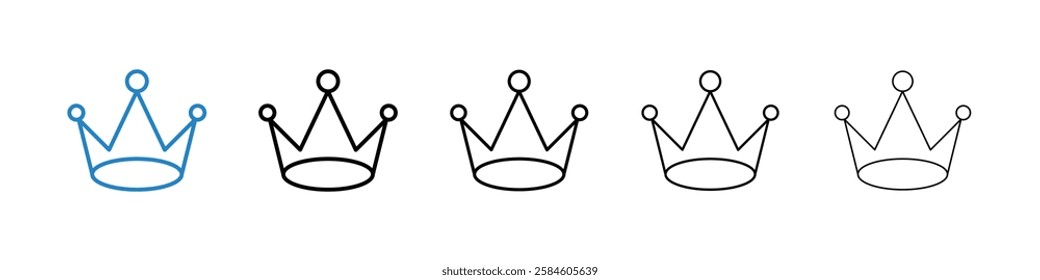 Crown icons in five different stroke sizes