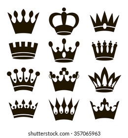 Crown icons isolated on white background