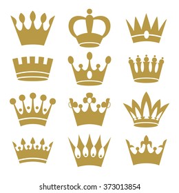 Crown icons isolated on white background