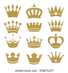 Crown icons isolated on white background