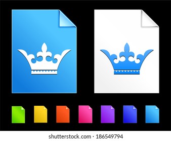 Crown Icons on Colorful Paper Document Collection