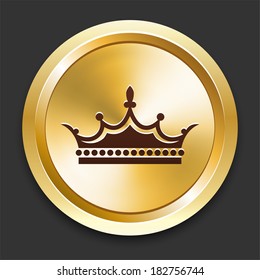 Iconos de la corona en la colección de botones de oro