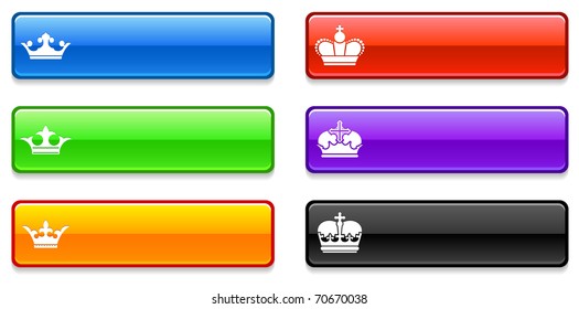Crown Icons on Long Button Collection Original Illustration