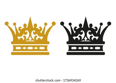Crown Icons On White Background / Black And Gold / Vector