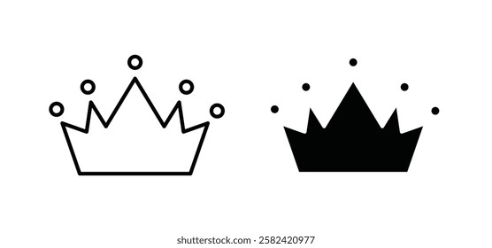 Crown icons pack vectors in black flat and strokes