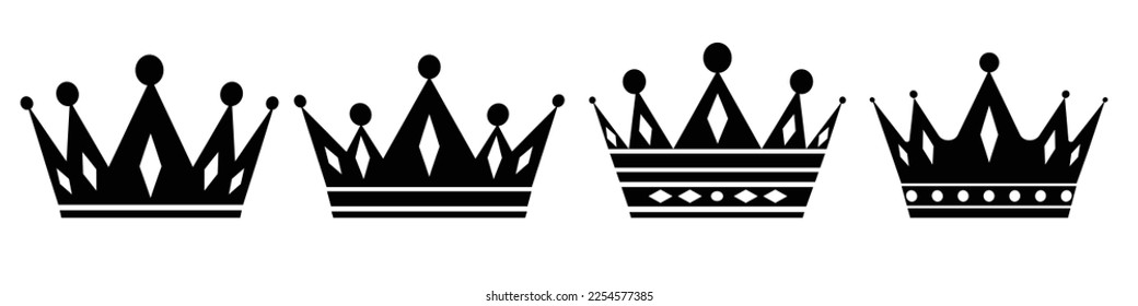 Crown icons set. Big collection crowns. Crown symbol collection. Crown symbol signs isolated on white background. Vector illustration