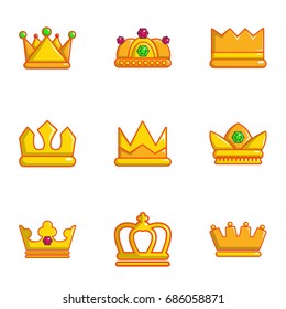 Crown icons set. Flat set of 9 crown vector icons for web isolated on white background