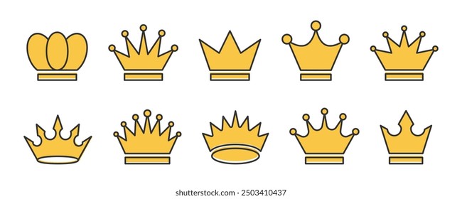 Crown icons set. Flat style. Vector illustration.
