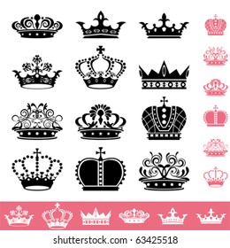 Crown icons set. Illustration vector.