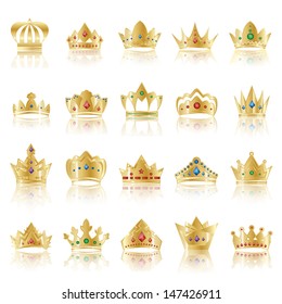 Crown Icons Set - Isolated On White Background - Vector Illustration, Graphic Design Editable For Your Design