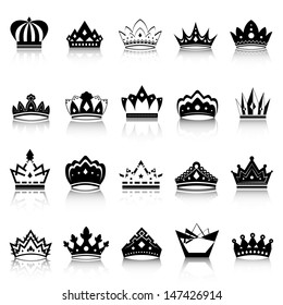 Crown Icons Set - Isolated On White Background - Vector Illustration, Graphic Design Editable For Your Design