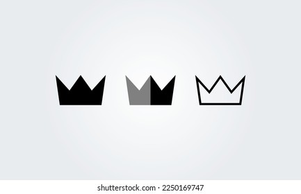 Kronensymbole gesetzt. König, Königin, Auszeichnung, Vip-Symbol. Vektorgrafik