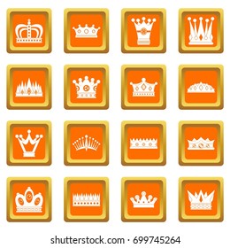 Crown icons set in orange color isolated vector illustration for web and any design