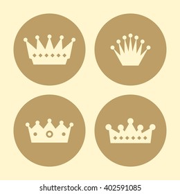 Crown icons set - royal insignia vector illustration.