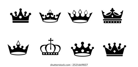 crown icons set. sign and symbol. vector