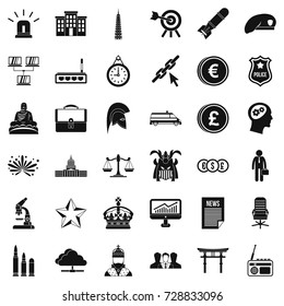 Crown icons set. Simple style of 36 crown vector icons for web isolated on white background