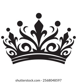 Crown icons set. Simple crown symbol collection. Royal crown black silhouettes - stock vector.
