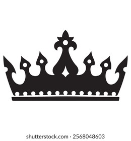 Crown icons set. Simple crown symbol collection. Royal crown black silhouettes - stock vector.
