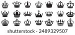 Crown icons set. Crown symbol collection. Royalty, Kings, Queens, and Heraldic Symbols in Vector Illustration