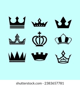 Crown icons set. Crown symbol collection 3. Vector illustration