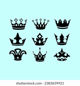 Crown icons set. Crown symbol collection 12. Vector illustration