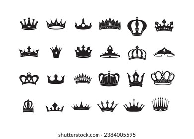 Crown icons set. Crown symbol collection. Vector illustration