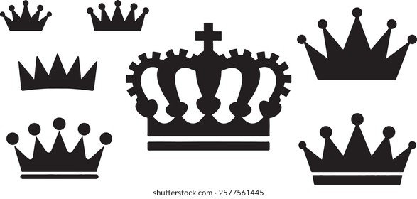 Crown icons set. Crown symbol collection. Vector design illustration