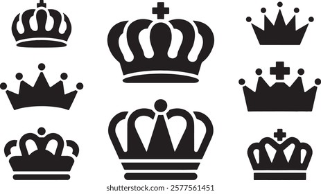 Crown icons set. Crown symbol collection. Vector design illustration