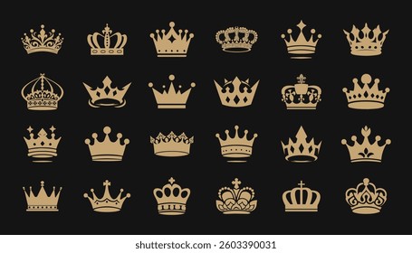 Crown icons set. Crown symbol collection. Stock Vector illustration