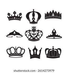 Crown icons set. Crown symbol collection.