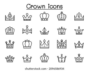 Crown icons set in thin line style